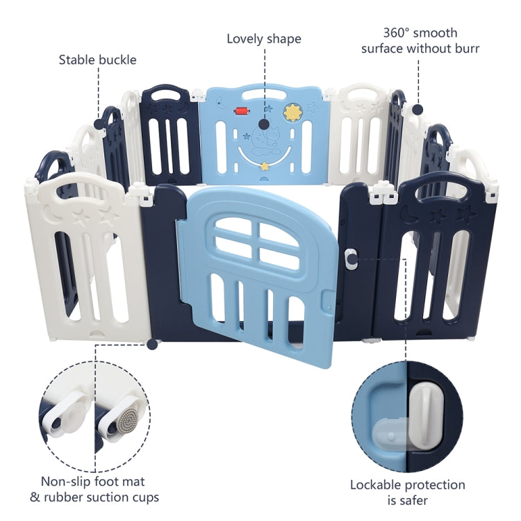 [US Warehouse] 14 Panels Moon Pattern Indoor and Outdoor Foldable Baby Safety Fence