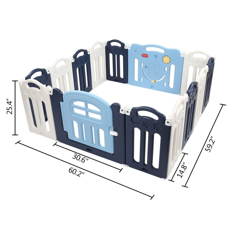 [US Warehouse] 14 Panels Moon Pattern Indoor and Outdoor Foldable Baby Safety Fence