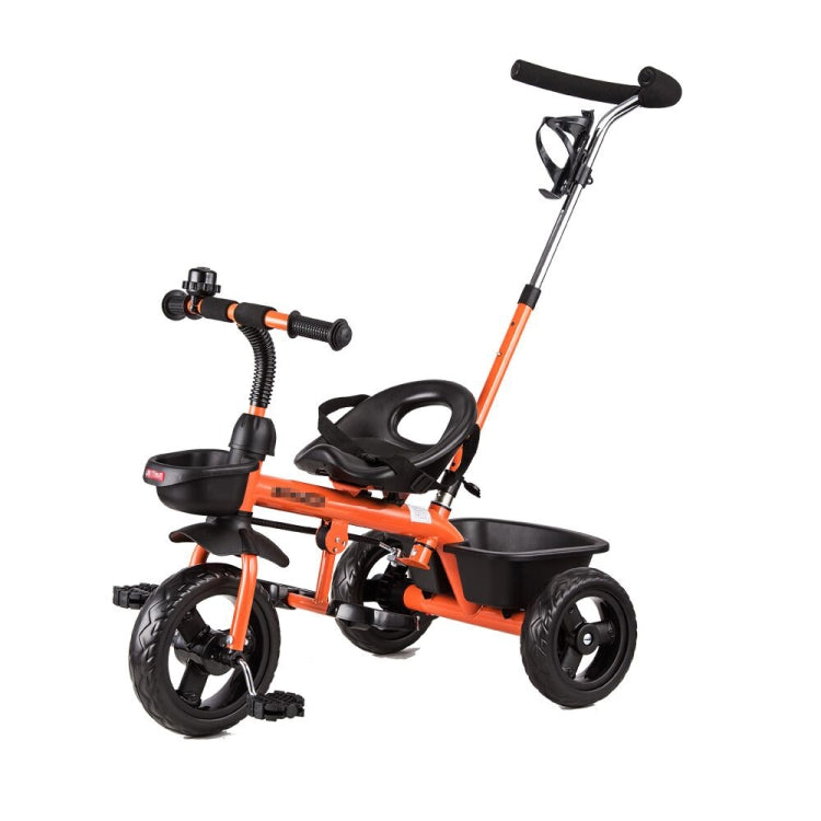 [JPN Warehouse] Foldable Children Tricycle Bicycle Toddler Outdoor Trolley with Drink Holder & Baskets & Seat Belt