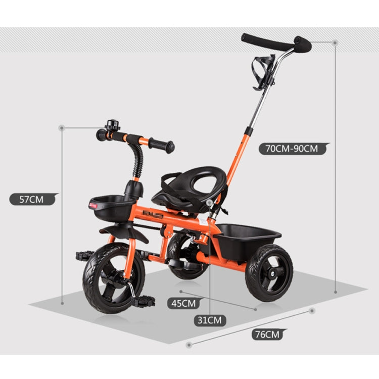 [JPN Warehouse] Foldable Children Tricycle Bicycle Toddler Outdoor Trolley with Drink Holder & Baskets & Seat Belt