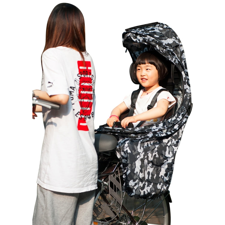 [JPN Warehouse] Bicycle Rear-mounted Safety Seat for Children, with Reflective Tape & PVC Transparent Rain Cover, Suitable for Height: Under 1.15m