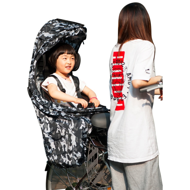 [JPN Warehouse] Bicycle Rear-mounted Safety Seat for Children, with Reflective Tape & PVC Transparent Rain Cover, Suitable for Height: Under 1.15m