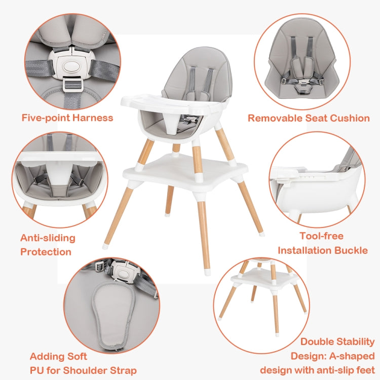 [US Warehouse] Children High Dining Chairs Detachable Two-In-One Table And Chairs, Size: 62.5x62x101cm