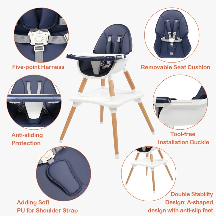 [US Warehouse] Children High Dining Chairs Detachable Two-In-One Table And Chairs, Size: 62.5x62x101cm