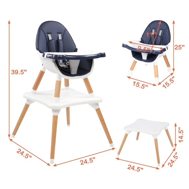 [US Warehouse] Children High Dining Chairs Detachable Two-In-One Table And Chairs, Size: 62.5x62x101cm