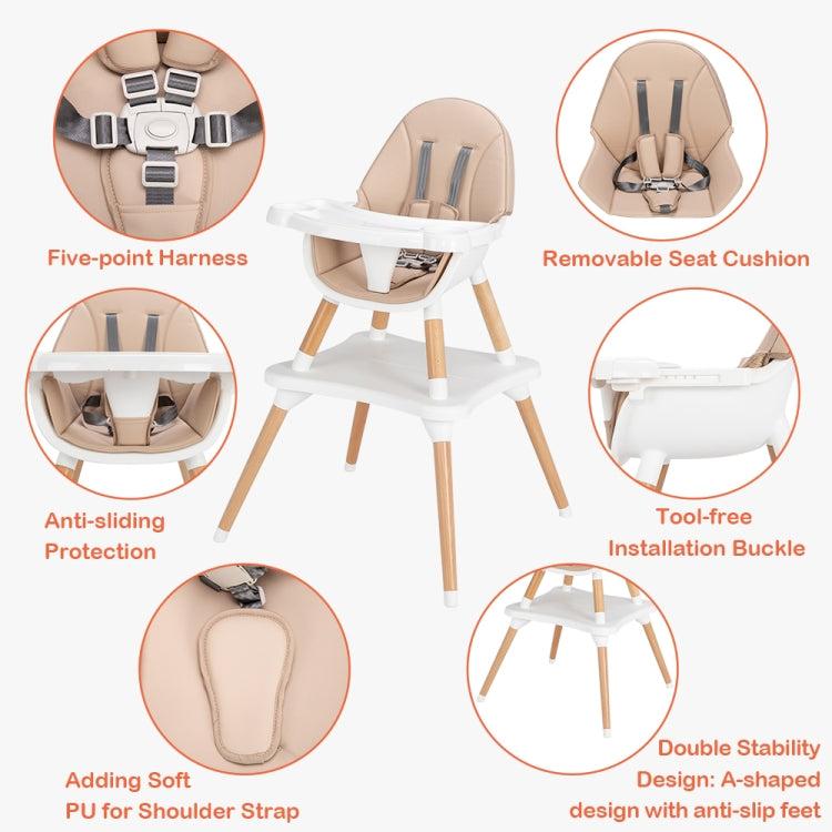 [US Warehouse] Children High Dining Chairs Detachable Two-In-One Table And Chairs, Size: 62.5x62x101cm