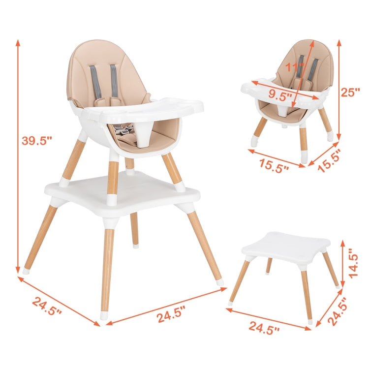 [US Warehouse] Children High Dining Chairs Detachable Two-In-One Table And Chairs, Size: 62.5x62x101cm
