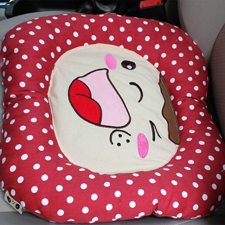 Smile Cotton Embroidered Cushion (Colour: Red)