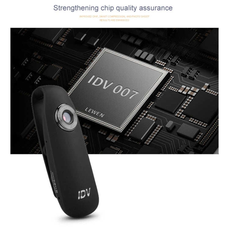 IDV 007 HD 1080P Clip Design Law Enforcement Recorder Portable Mini Monitoring Recorder, Support Motion Detection & TF Card (Max 128GB)