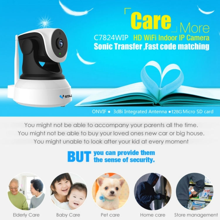 VSTARCAM C24 720P HD 1.0 Megapixel Wireless IP Camera, Support TF Card(128GB Max) / Night Vision / Motion Detection, EU Plug