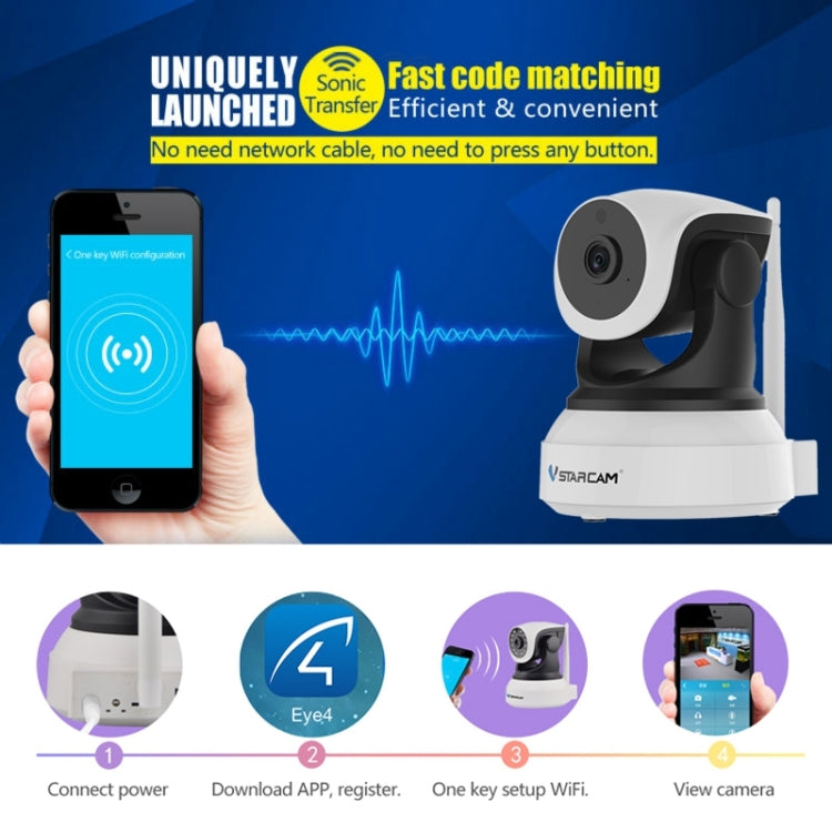 VSTARCAM C24 720P HD 1.0 Megapixel Wireless IP Camera, Support TF Card(128GB Max) / Night Vision / Motion Detection, EU Plug
