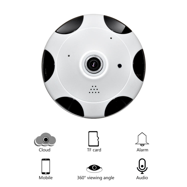 WQ-004 360 Degrees Viewing VR Camera WiFi IP Camera, Support TF Card (128GB Max), US Plug(White)