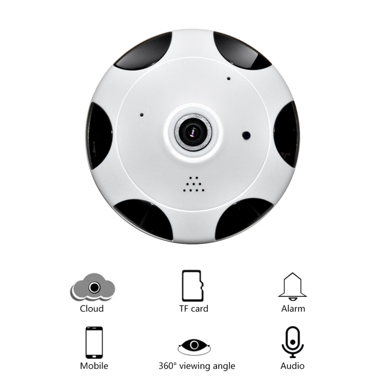 WQ-004 360 Degrees Viewing VR Camera WiFi IP Camera, Support TF Card (128GB Max), EU Plug(White)