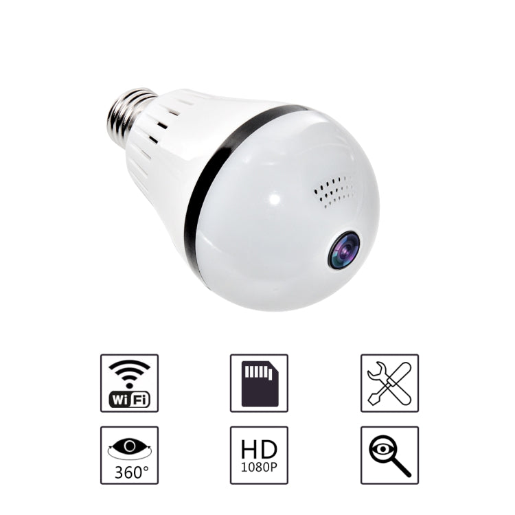360 Degree Two-way Audio Viewing VR Camera WiFi IP Camera, Support TF Card (128GB Max)(White)