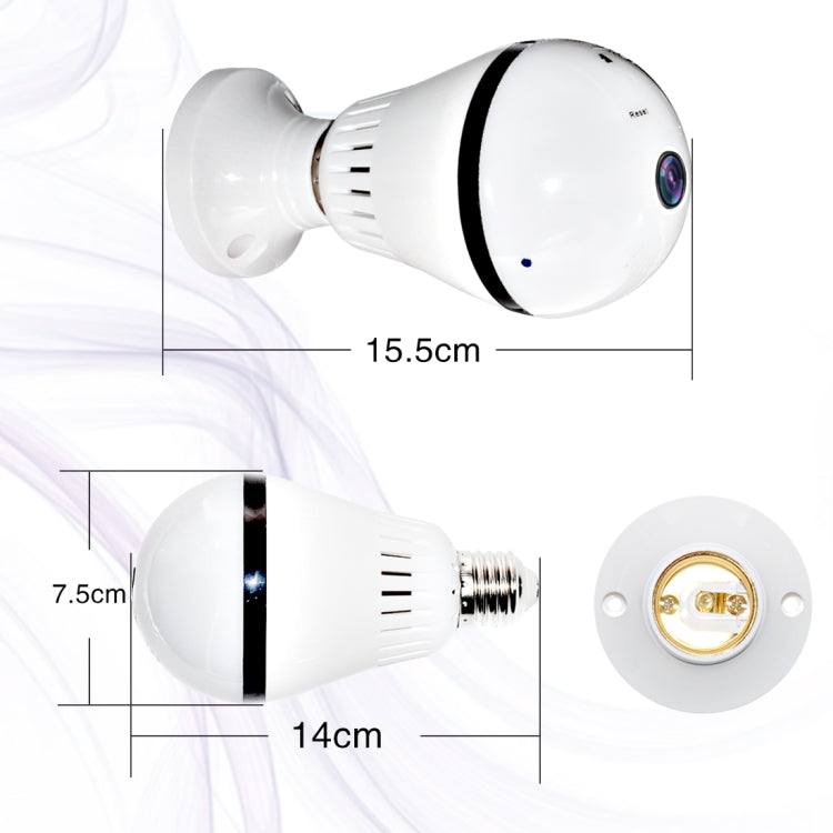 360 Degree Two-way Audio Viewing VR Camera WiFi IP Camera, Support TF Card (128GB Max)(White)
