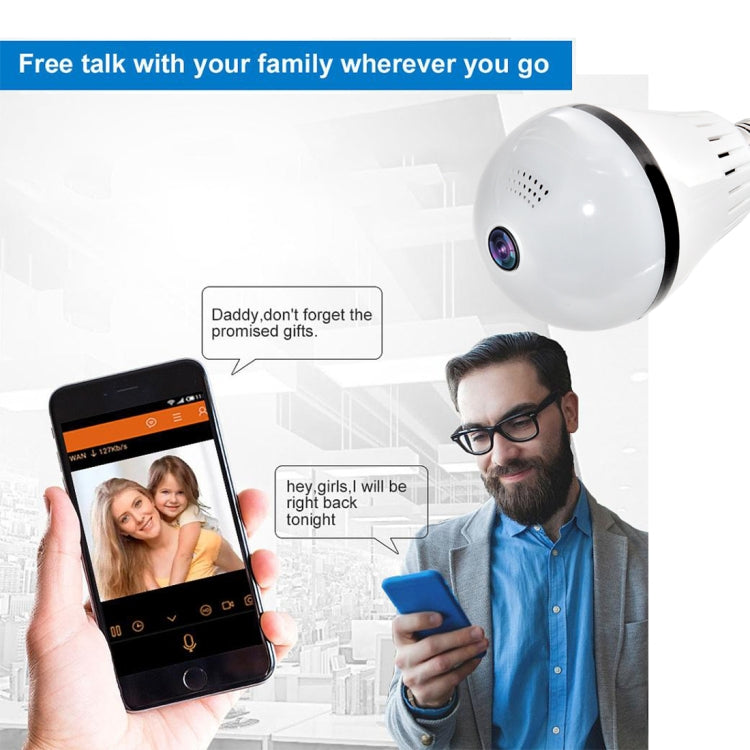 360 Degree Two-way Audio Viewing VR Camera WiFi IP Camera, Support TF Card (128GB Max)(White)