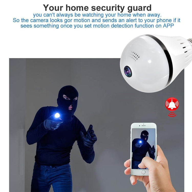 360 Degree Two-way Audio Viewing VR Camera WiFi IP Camera, Support TF Card (128GB Max)(White)