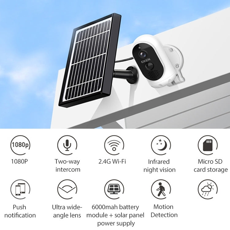 EKEN Astro Lite Solar Powered IP65 Waterproof 1080P Wireless Security Camera, Support Cloud Storage & Motion Detection & Infrared Night Vision
