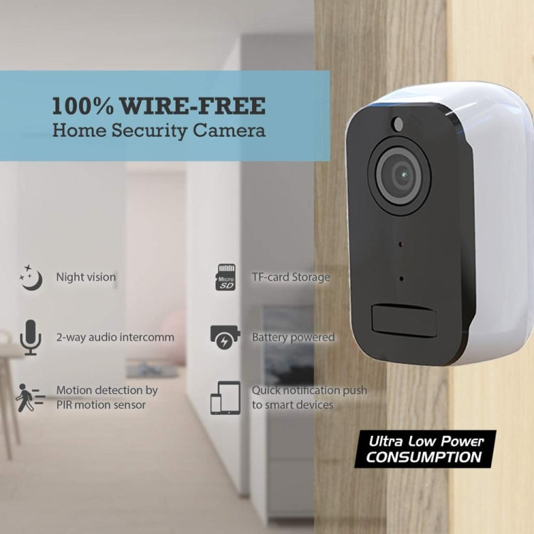 ZS-T9 2.0MP Low-power Smart Surveillance WiFi Remote Camera, Support Motion Detection, Infrared Night Vision, TF Card, Two-way Audio (White)