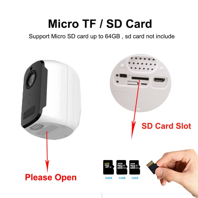 ZS-T9 2.0MP Low-power Smart Surveillance WiFi Remote Camera, Support Motion Detection, Infrared Night Vision, TF Card, Two-way Audio (White)