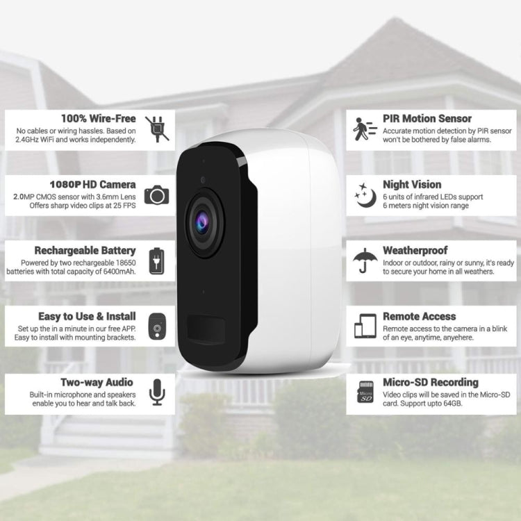 ZS-T9 2.0MP Low-power Smart Surveillance WiFi Remote Camera with 3.3W Solar Panel, Support Motion Detection, Infrared Night Vision, TF Card, Two-way Audio(White)