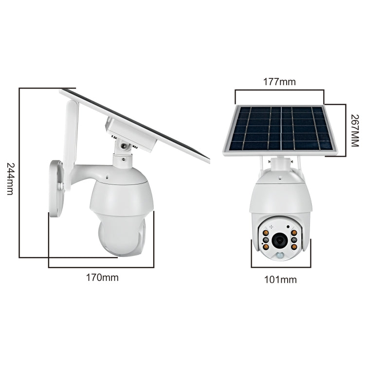 T16 1080P Full HD 4G (EU Version) Network Monitoring Solar Powered Camera, Support PIR + Radar Alarm, Night Vision, Two Way Audio, TF Card