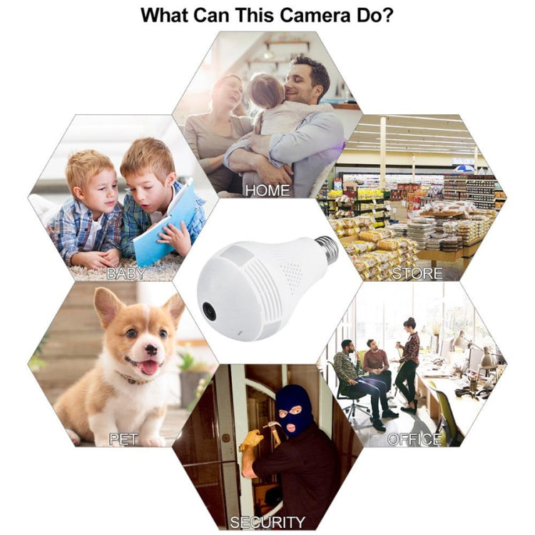 LY-12 2.0MP 1080P 360-degrees Panoramic Lighting Monitoring Dual-use WiFi Network HD Bulb Camera, Support Motion Detection & Two-way Voice(White)