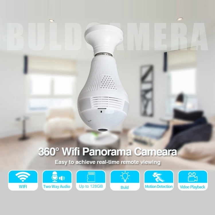 LY-12 2.0MP 1080P 360-degrees Panoramic Lighting Monitoring Dual-use WiFi Network HD Bulb Camera, Support Motion Detection & Two-way Voice(White)