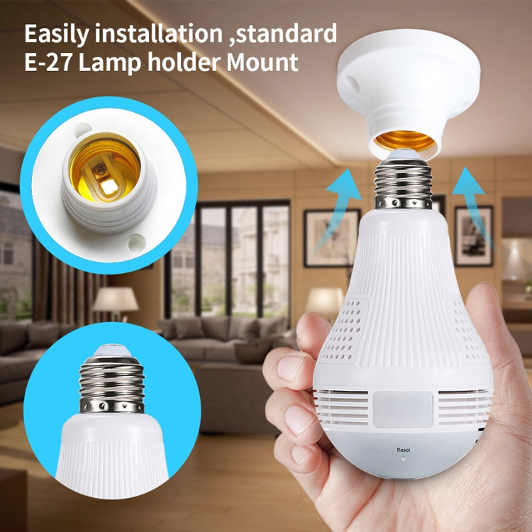 LY-12 2.0MP 1080P 360-degrees Panoramic Lighting Monitoring Dual-use WiFi Network HD Bulb Camera, Support Motion Detection & Two-way Voice(White)