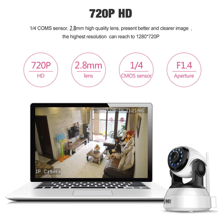 RW-C360HD 720P HD 1.0MP 360-Degrees Rotatable Wireless WiFi Smart Security Camera + 16G TF Card, Support Motion Detection & Two-way Voice