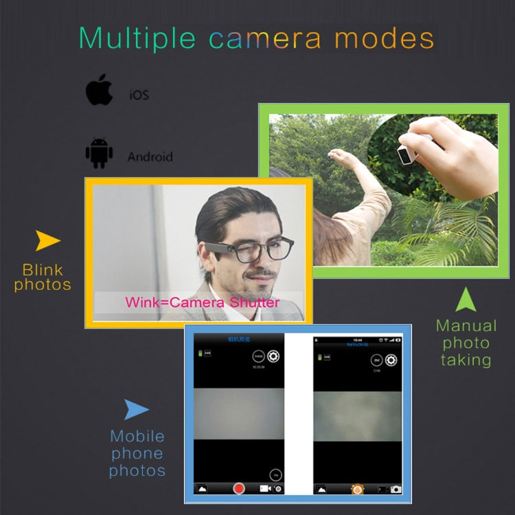 Paka 1080P 16G Memory WiFi Eye Blink Control Wink Smart Camera with Clip