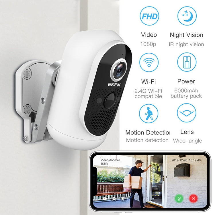 EKEN Astro Lite 2 Million Pixels 1080P Wireless Security Camera IP65 Waterproof Without Solar Panel, Support TF Card & Motion Detection & Infrared Night Vision