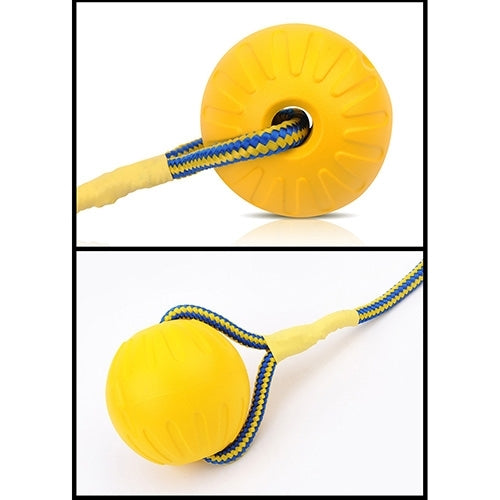 Pet Chew Toy Elastic Ball Molar Bite Resistant Tooth Toy Dog Training Ball Toys With Rope Handle, Large, Diameter: 9cm