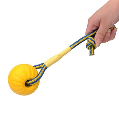 Pet Chew Toy Elastic Ball Molar Bite Resistant Tooth Toy Dog Training Ball Toys With Rope Handle, Large, Diameter: 9cm
