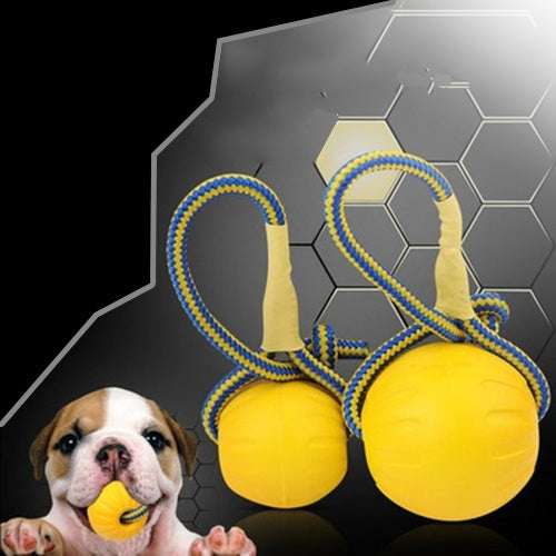 Pet Chew Toy Elastic Ball Molar Bite Resistant Tooth Toy Dog Training Ball Toys With Rope Handle, Small, Diameter: 7cm
