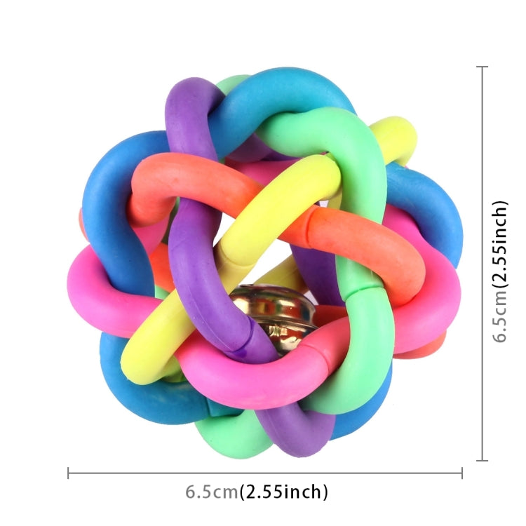 Fun Colorful Weave Style Bell Ball Pet Toy, Size: S (6.5*6.5*6.5cm)
