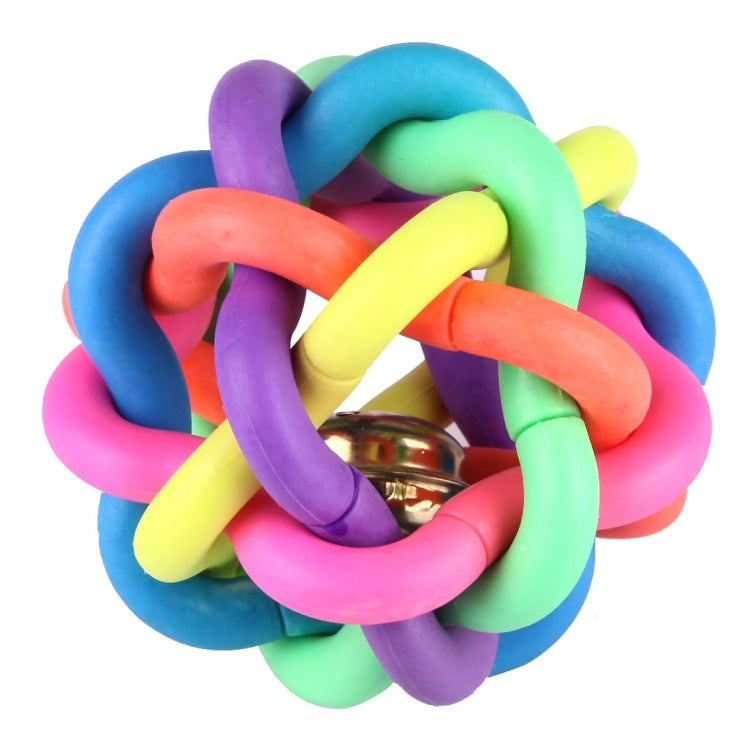 Fun Colorful Weave Style Bell Ball Pet Toy, Size: M (7.5*7.5*7.5cm)