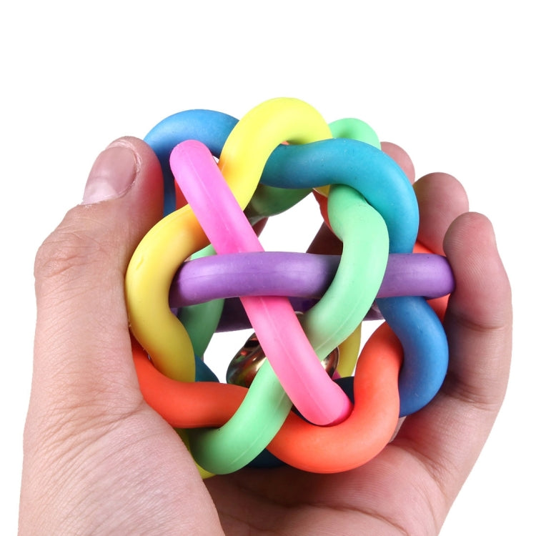 Fun Colorful Weave Style Bell Ball Pet Toy, Size: M (7.5*7.5*7.5cm)