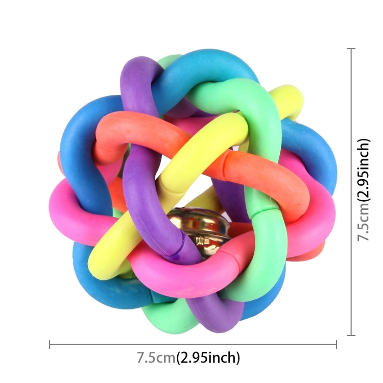 Fun Colorful Weave Style Bell Ball Pet Toy, Size: M (7.5*7.5*7.5cm)