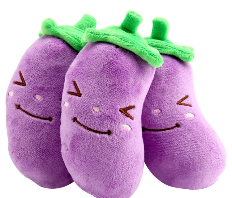 3 Pack Pet Toys Plush Sound Eggplant (Specification: 15 * 6cm)