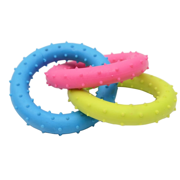 TPR Rubber Three Color Rings Pet Toy Chew Toys, Size: about 18.5cm