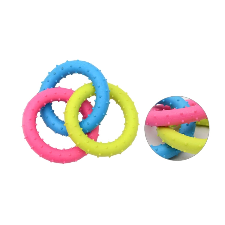 TPR Rubber Three Color Rings Pet Toy Chew Toys, Size: about 18.5cm