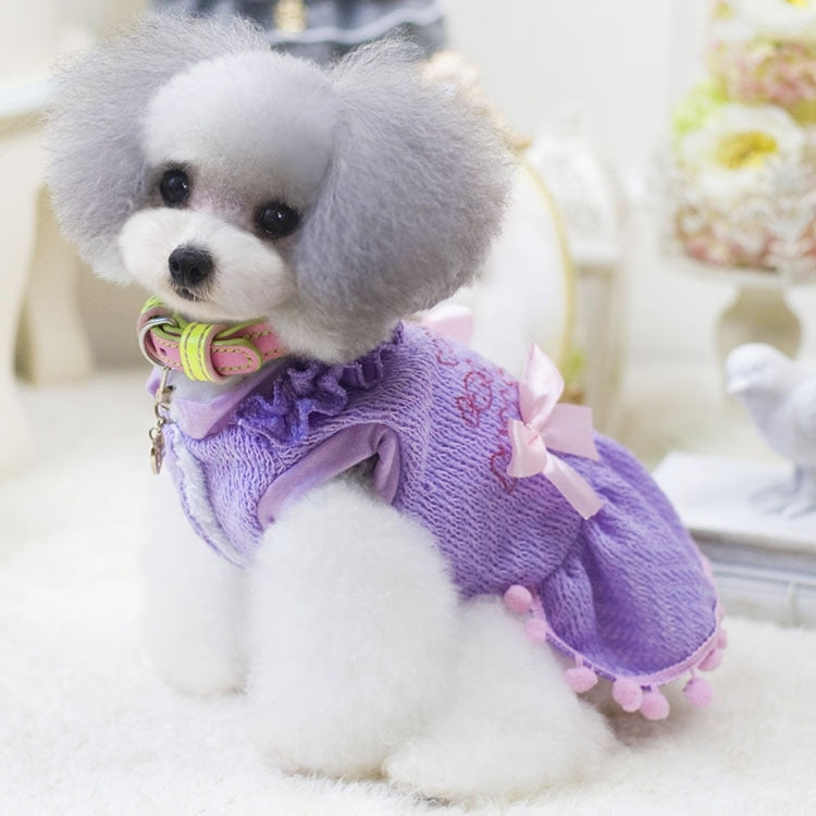 Cute Furry Ball Pet Knitting Dress, Size: XL, Back Length: 37cm, Chest: 54cm, Random Color Delivery