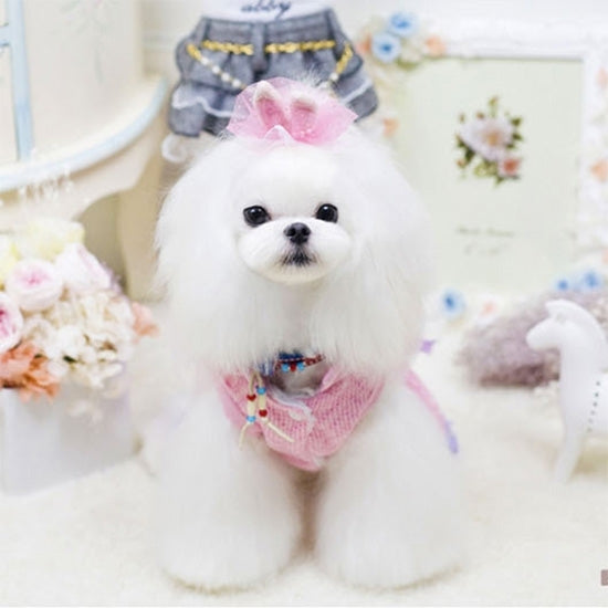 Cute Furry Ball Pet Knitting Dress, Size: XL, Back Length: 37cm, Chest: 54cm, Random Color Delivery