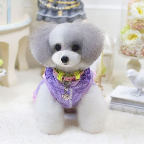 Cute Furry Ball Pet Knitting Dress, Size: L, Back Length: 32cm, Chest: 48cm, Random Color Delivery