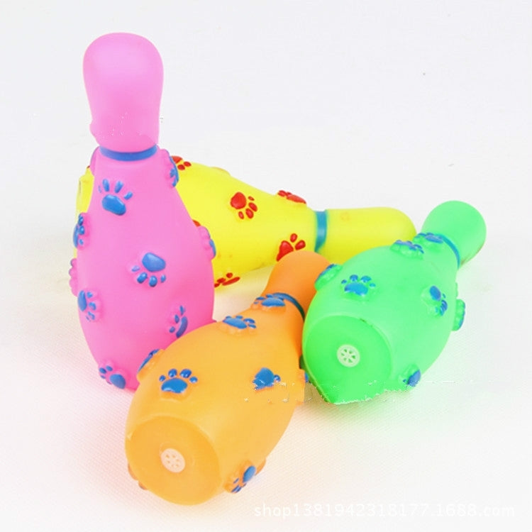 4 Pack Rubber Bowling Pet Sound Toys Random Color Delivery (Specification: 15 * 5.5)