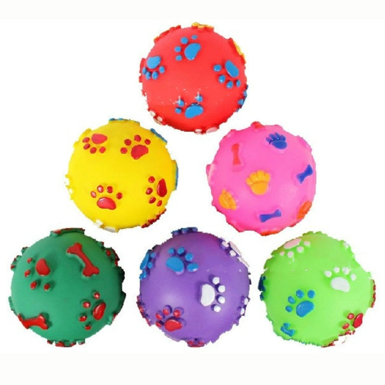 6 Pack Pet Footprints Sound Toys Ball Random Color Delivery (Specification: 7CM)