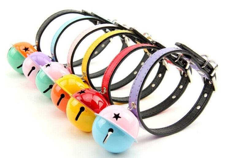6 Pack Candy-Color Large Bell Cat Collar Random Color Delivery (Size (L * W ): 1.0CM * 31.5CM)
