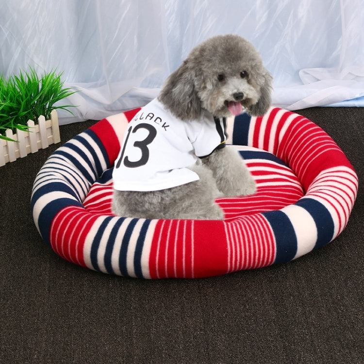 Indoor Pet Dog Puppy Soft Warm Mat Pet Comfortable Striped Flannel Sleeping Bed Cushion, M Size: 50x40x10cm, Random Color Delivery