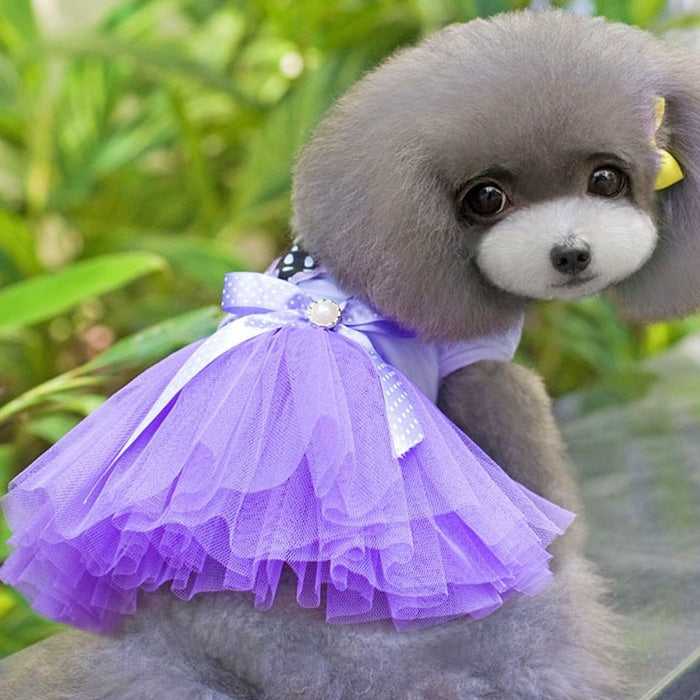 Cute Heart Pattern Pet Bubble Skirt, Size: M, Back Length: 25cm, Chest: 37cm(Purple)